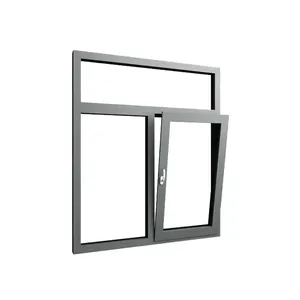 Выход из закаленного стекла с наклоном и поворотом черного цвета в рамке с двойным стеклом, алюминиевые окна с наклоном и поворотом