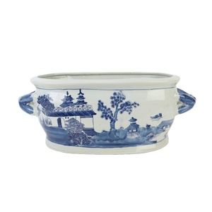 RYVM31-D Vases à <span class=keywords><strong>fleurs</strong></span> en porcelaine à motif paysager bleu et blanc <span class=keywords><strong>pour</strong></span> arrangements floraux – Vente en gros - Product Image 1