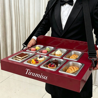 Nouveau Plateau de Service Portable en Métal pour Fêtes et Desserts, Présentoir Alimentaire à Bandoulière pour Mariages, Cocktails et Traiteur