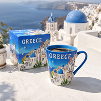 Souvenirs grecs, articles cadeaux, design monuments, tasse à café en céramique avec boîte colorée, tasse à lait en porcelaine, souvenir unique personnalisable