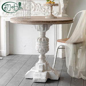 French Retro Carved <b>Round</b> <b>Table</b> Solid Wood Coffee <b>Table</b> Wedding Decor Guesthouse Cafe <b>Table</b> - Product Image 5