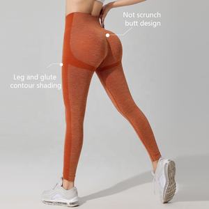Pantalon d'entraînement en nylon sans couture à taille haute avec logo personnalisé Leggings de gymnastique et de <span class=keywords><strong>yoga</strong></span> solides pour femmes avec des vêtements de fitness souples pour femmes - Product Image 3