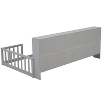 Lit double Montessori moderne multifonctionnel avec barrière, lit d'appoint double, étagères latérales, en bois, pour chambre d'enfant