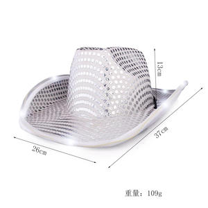 Chapeaux de cow-girl néon pour les filles et les garçons de fête Livraison rapide Chapeau de cow-boy à paillettes argentées LED lumineux pour la fête - Product Image 5