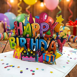 Carte de vœux 3D Pop-up Joyeux Anniversaire, Art de collection numérique, Meilleure vente, Conception personnalisée, Faite à la main, Taille personnalisée, Logo personnalisé, Papier artistique - Product Image 4