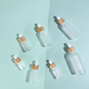 Flacon compte-gouttes en verre transparent givré 10ml 30ml 60ml 100ml avec bouchon en bambou pour huiles essentielles, gouttes pour les yeux, sérum de soin de la peau, écologique - Product Image 5