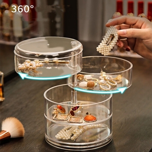 Chất lượng cao tổ chức mỹ phẩm xoay Acrylic hiển thị trường hợp acrylic xoay nhiều lớp trang sức trang điểm lưu trữ hộp - Product Image 6