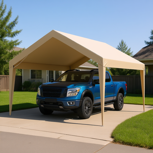 Telo di ricambio per carport 12 x 20 piedi beige, resistente ai raggi UV, impermeabile, con tetto a punta, per garage con parcheggio per 2 auto - Product Image 2