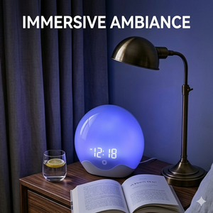 Réveil intelligent avec simulateur d'aube, double alarme, bruit blanc et 12 lumières d'ambiance - Aide au sommeil portable pour le <span class=keywords><strong>yoga</strong></span>, la crèche et la chambre - Product Image 4