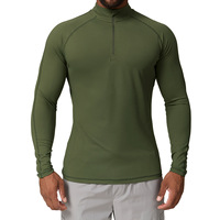 Maglietta Sportiva da Uomo con Logo Personalizzato, Zip 1/4, per Basket, Corsa, Palestra, Fitness, Slim Fit, Manica Lunga