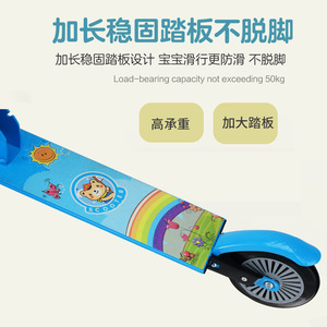 Trottinette pliable bleue 2-en-1 avec skis pour enfants de 3 ans et plus, véhicule à deux roues réglable en hauteur - Product Image 5