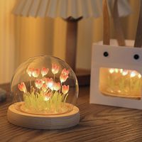 Lampe de nuit en forme de tulipe faite à la main, lampe à fleurs, bricolage, lumières mignonnes pour la décoration de chevet, décoration de la maison, cadeau exquis