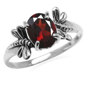 Anillo de Boda de Plata de Ley 925 con Granate, Anillo de Granate con Corte Esmeralda, Anillo de Granate con Diamante - Product Image 5