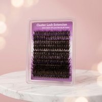 Kit de cils en grappe personnalisés DIY Manga, marron coloré, effet Spiker, avec cils inférieurs, adhésif et scellant, logo personnalisé