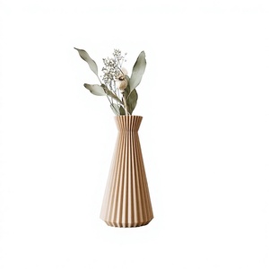 Vase à fleurs décoratif en bois naturel fait main, design moderne, écologique, pour la décoration de la maison, vente en gros - Product Image 1