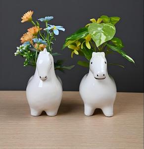 <span class=keywords><strong>Macetas</strong></span> <span class=keywords><strong>de</strong></span> Cerámica Personalizadas para Escritorio, Mini, Lindas, <span class=keywords><strong>con</strong></span> <span class=keywords><strong>Forma</strong></span> <span class=keywords><strong>de</strong></span> Caballo Blanco <span class=keywords><strong>de</strong></span> Dibujos Animados, para Plantas, Flores, Suculentas y Cactus - Product Image 2