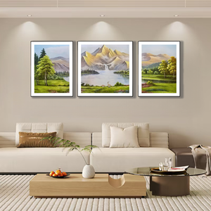 Orientali eleganti montagne verdi e acque verdi vetrate ceramiche soggiorno sfondo decorazione della parete <span class=keywords><strong>pittura</strong></span> - Product Image 4