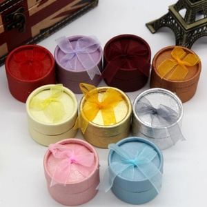 Vintage Elegance Multi-Color Mini Round Jewelry Travel <b>Box</b> Simple Style Portable Paper Ring Gift <b>Box</b> with Ribbon - Product Image 1