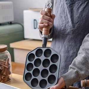 Sartén Antiadherente para Aebleskiver, Pre-Sazonada, para Hacer <span class=keywords><strong>Takoyaki</strong></span>, de Hierro Fundido, de 1.5 Pulgadas de Diámetro, para Hacer Panqueques y Bolas de Pulpo - Product Image 4