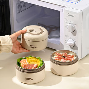 高品质304不锈钢保温饭盒<span class=keywords><strong>3</strong></span>层容器圆形食品容器便当饭盒 - Product Image 3