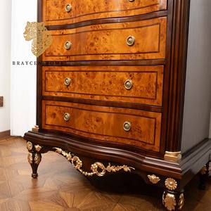 Americana alta cassettiera retrò mobili per la casa intagliati armadietto di stoccaggio in legno massiccio mobile laterale per soggiorno Villa - Product Image 6