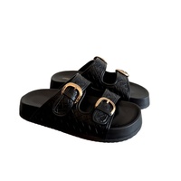 Sandalias de Plataforma con Doble Hebilla y Textura Tejida para Mujer 2026, Antideslizantes, Punta Abierta, Admite Logotipo Personalizado OEM ODM