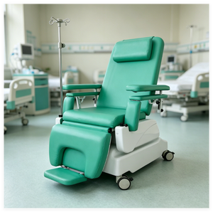 Poltrona Reclinabile Elettrica Regolabile MT MEDICAL per Dialisi con Inclinazione dello Schienale 0° ° -75 °   Asta per infusione per uso clinico nefrologico. - Product Image 1