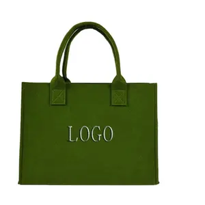 豪华手提包办公室毛毡包，带您的标志大定制购物袋，带标志毛毡手提包，用于派对绿色回收毛毡手提袋