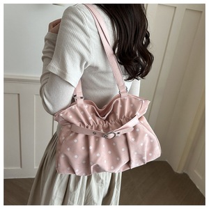 Bolso de Hombro con Estampado de Lunares para Mujer, Bolso de Mano con Hebilla de Perlas y Encaje para el Uso Diario - Product Image 3