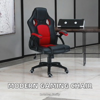 Chaise de jeu d'ordinateur pivotante en cuir traditionnel et acier inoxydable, chaise de course