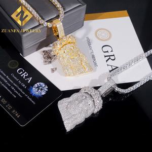 Collar de Hip Hop con Colgante de Jesús, Plata 925, Moissanita VVS, Chapado en Oro, Estilo Iced Out, Compatible con Cadena de Tenis - Product Image 2