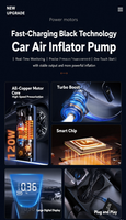 Compresseur d'air numérique filaire 12V 120W pour pneus de voiture, portable, haute puissance, 150 psi, 30 L/min, gonflage rapide, vente en gros
