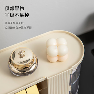 Cosmetic Organizer With Drawers And Compartments Cream White Desktop Storage Box For Makeup Brushes Lipstick Eyebrow Pencil - Product Image 2