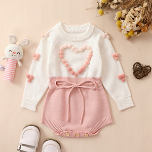 Combinaison en tricot pour bébé <span class=keywords><strong>fille</strong></span>, combinaison à manches longues brodée, vêtements d'automne pour bébé <span class=keywords><strong>fille</strong></span> - Product Image 6
