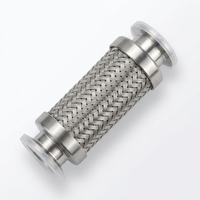 Tuyau soufflé flexible tressé AFTinox en acier inoxydable 304/316, à raccord forgé lisse, pour système de vide basse/haute pression ISO-K CF