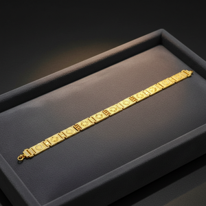 Cadena de pulsera de oro de primera calidad con un patrón geométrico detallado, joyería de muñeca a la moda para hombres y mujeres. - Product Image 2