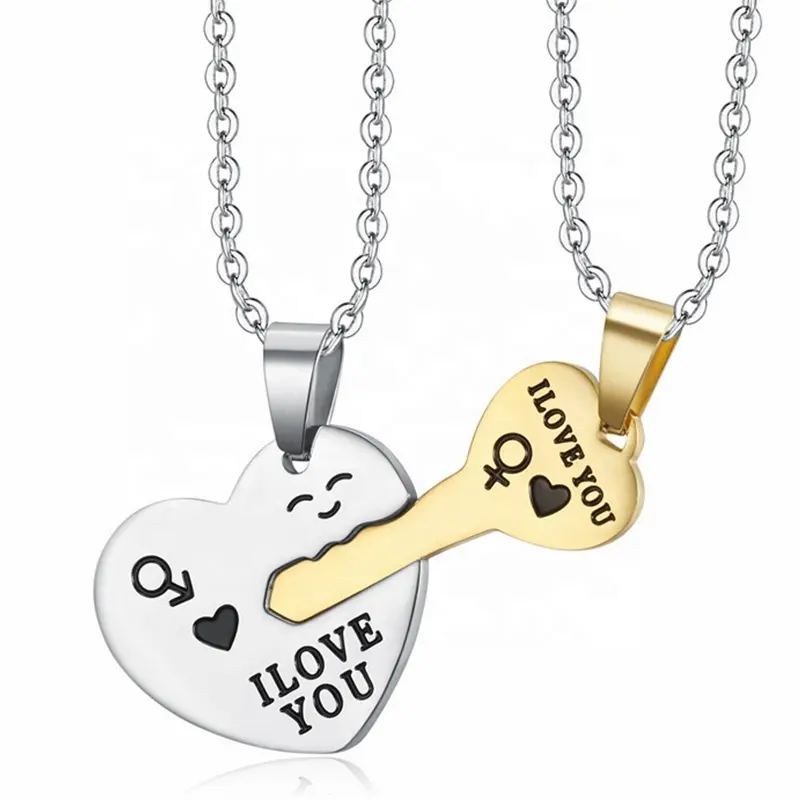 MECYLIFE ti amo coppia gioielli chiave per il mio cuore collana coppia in acciaio inossidabile collana regali di san valentino