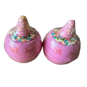 厂家批发新款沐浴盐独角兽设计粉色可爱儿童沐浴炸弹