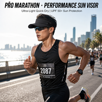 Casquette Visière Noire Légère Pliable Personnalisée à Longue Visière Protection UV Respirante pour l'Été Sport Course Entraînement