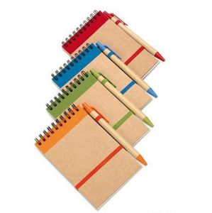 Kraft Paper Spiral Pocket Notebook With Matching <b>Retractable</b> Ballpoint <b>Pen</b> Set, Elastic Band Mini Jotter Custom Logo - Product Image 2