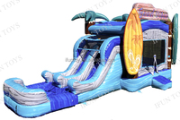 Castillo Inflable Combinado Pastel Bounce con Piscina de Pelotas y Tobogán, Casa Inflable de PVC, Trampolín para Niños