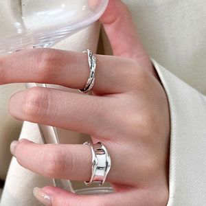 925 Sterling <b>Silver</b> Irregular Smooth <b>Ring</b> For Women Geometric Design Everyday Wear Jewelry - Product Image 1