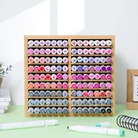 Vintage Bambus Tragbarer Marker-Organizer Hölzerner Schreibtisch-Aufbewahrungsbehälter für 126 Marker Stifte Bleistifte Kunstpinsel Schule Wohnzimmer