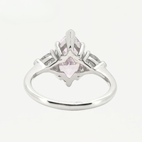 Bague de mariage ASTWO personnalisée à trois pierres, 3 carats, coupe marquise, plaqué or, argent, moissanite rose