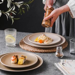 Assiette ronde en céramique de style japonais, luxe léger et rétro, 12 pouces, 7 pouces, assiette creuse plate occidentale pour spaghetti, 8 pouces, 10 pouces - Product Image 2