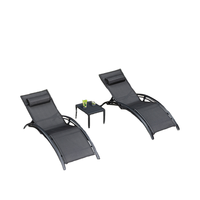 Chaise longue commerciale à cadre en aluminium à 4 positions avec tissu en fronde pour les salons des hôtels du patio extérieur
