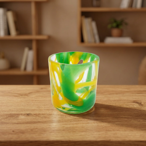 Photophore en verre tourbillonné jaune-vert, rond, 4,6 pouces - Product Image 2