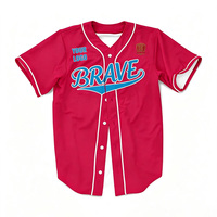Maillot de sport à manches courtes boutonné pour homme, motif imprimé rétro, maillot de baseball rouge vierge personnalisé de haute qualité