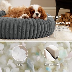 Camas Redondas para Perros Pequeños con Forro Polar de Pana y Base Antideslizante, Camas para Mascotas de Piel Sintética con Funda Lavable y Extraíble - Product Image 2