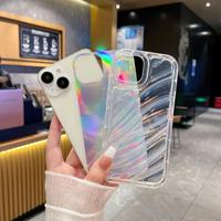 Coque pour iPhone 16 Pro Max à effet d'ondulation d'eau, coque souple antichoc pour iPhone 15, coque laser irisée pour iPhone 11, 13, 12
